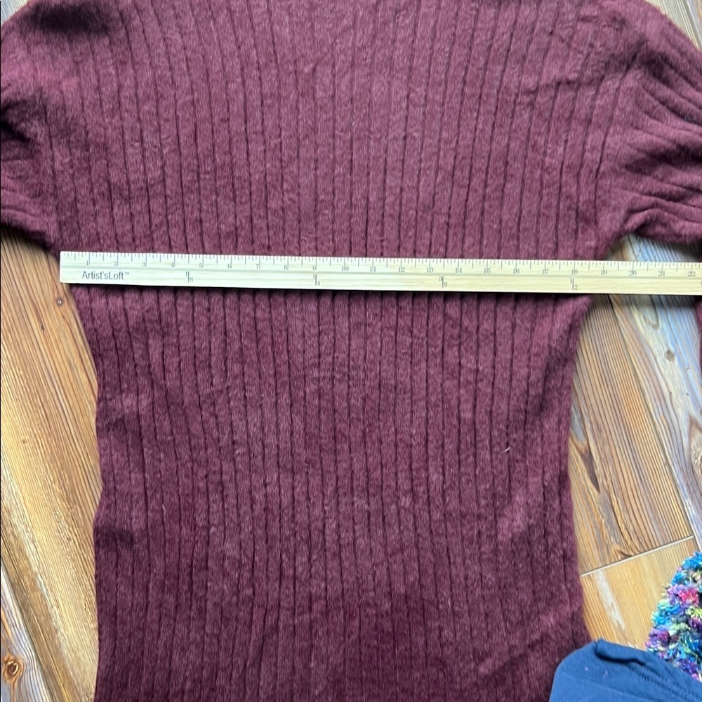 Aerie Ribbed Knit Mock Neck  Sweater Dress - Deep Burgundy - Picture 9 of 11